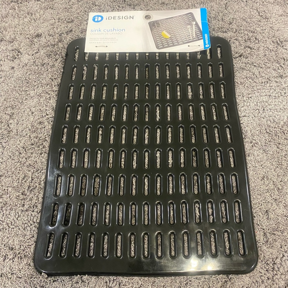 iDesign Black Sink Cushion - Protective Kitchen Rack Mat